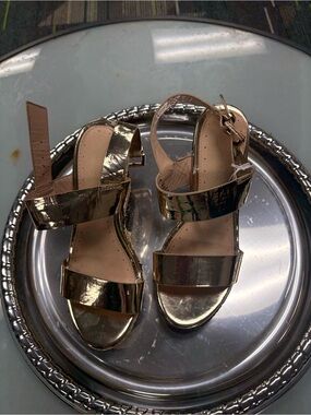 London Fog Metallic Gold Wedge Sandals